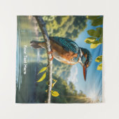 Common Kingfisher Wild Bird beroemd gemaakt door R Wandkleed (Voorkant (horizontaal))