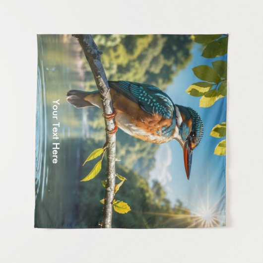 Common Kingfisher Wild Bird beroemd gemaakt door R Wandkleed (Voorkant (horizontaal))