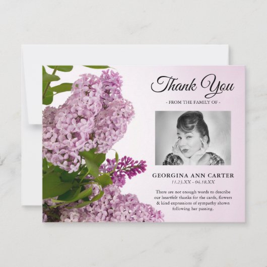 Common Lila Floral Funeral Bedankkaart (Voorkant)