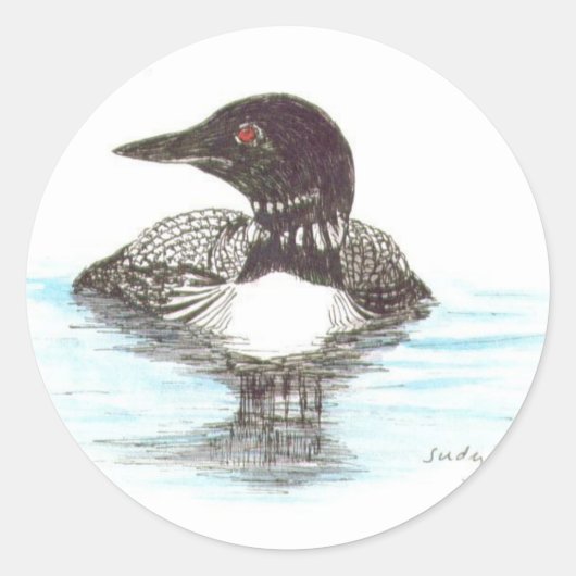 Common Loon Ronde Sticker (Voorkant)