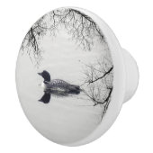 Common Loon zwemt in een noordelijk meer in de win Keramische Knop (Rechts)