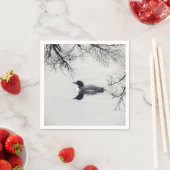 Common Loon zwemt in een noordelijk meer in de win Servet (Insitu)