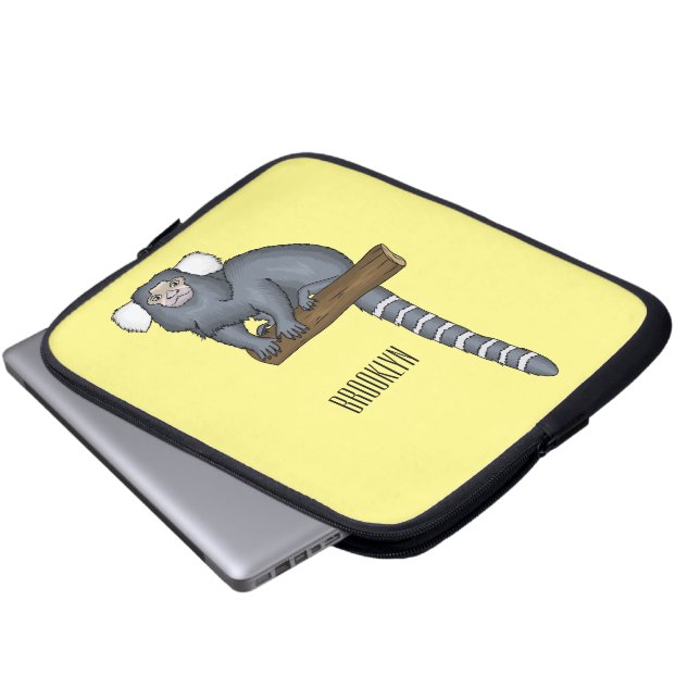 Common marmoset cartoon illustratie laptop sleeve (Voorkant onderkant)