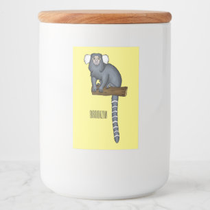 Common marmoset cartoon illustratie voedselcontainer etiket