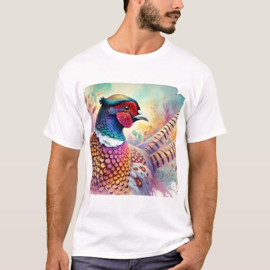 Common Pheasant 170724AREF133 - Watercolor T-shirt (Voorkant)