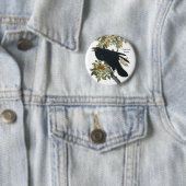 Common Raven by Audubon, Black Crow, Birdwatcher Ronde Button 5,7 Cm (In situ)