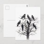 Common Raven Crow Black Mysiek Tree Flock Design Briefkaart (Voorkant / Achterkant)