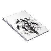 Common Raven Crow Black Mysiek Tree Flock Design Notitieboek (Rechterzijde)