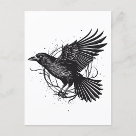 Common Raven Crow Black Mysit Norse Flying Design Briefkaart