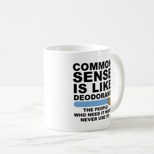 Common Sense Deodorant Funny Mug Koffiemok (Voorkant rechts)