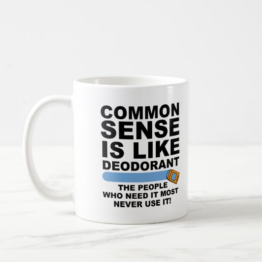Common Sense Deodorant Funny Mug Koffiemok (Links)