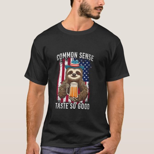 Common Sense Taste So Good Sloth Bier 4 juli T-shirt (Voorkant)