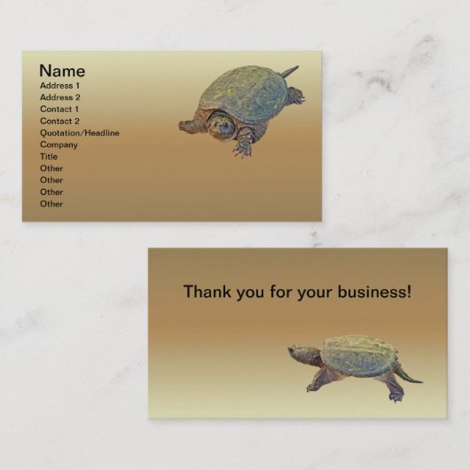 Common Snapping Turtle - Chelydra serpentina Visitekaartje (Voorkant / Achterkant)