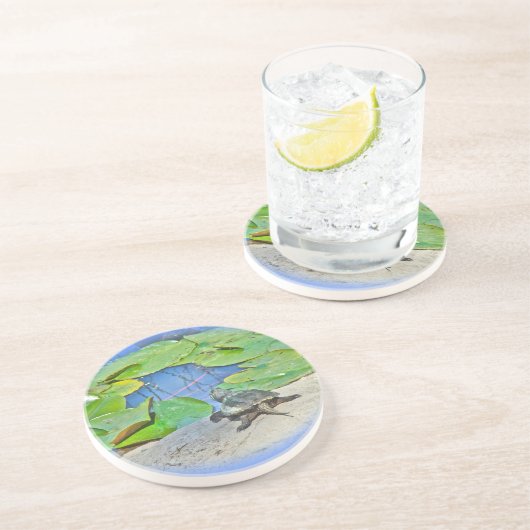 Common Snapping Turtle - Chelydra serpentina Zandsteen Onderzetter (Zijkant)