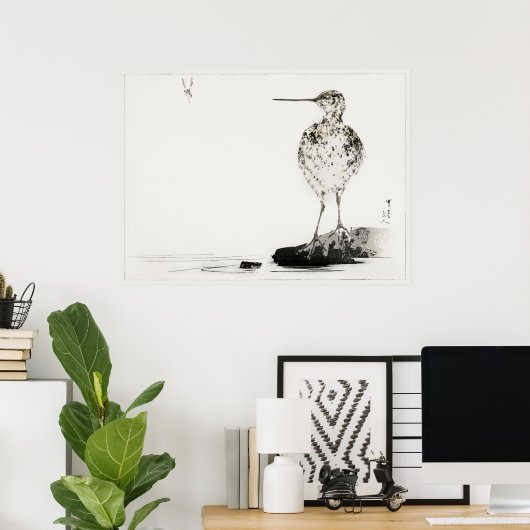 Common Snipe  Japan Illustratie Poster (Thuiskantoor)