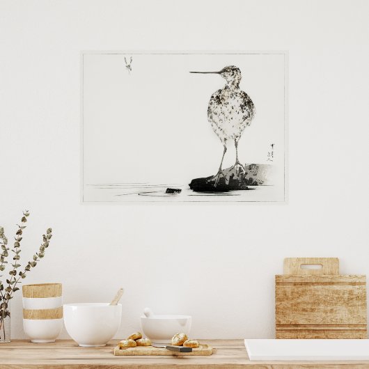 Common Snipe  Japan Illustratie Poster (Keuken)