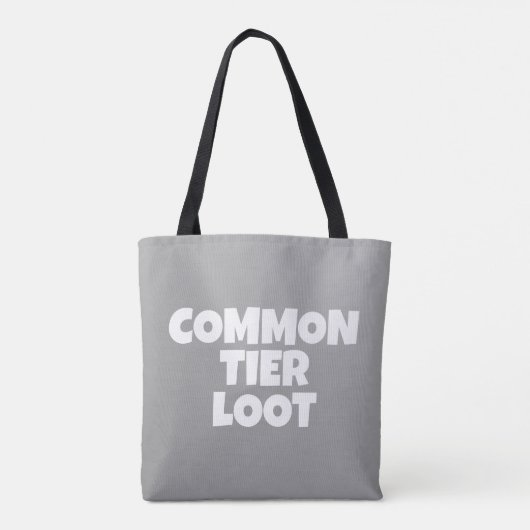 Common Tier Loot Gamer Boy Grijs Lettering Tote Bag (Achterkant)