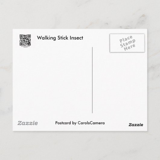 Common Walking tick (Diapheromera femorata) Items Briefkaart (Achterkant)