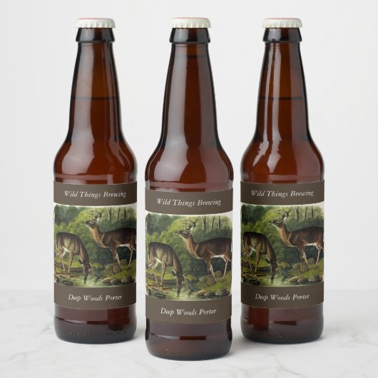 Common (White-tailed) Deer - Audubon Quadrupeds Bier Etiket (Flessen)