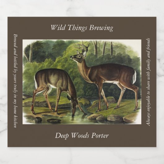 Common (White-tailed) Deer - Audubon Quadrupeds Bier Etiket (Enkel label)
