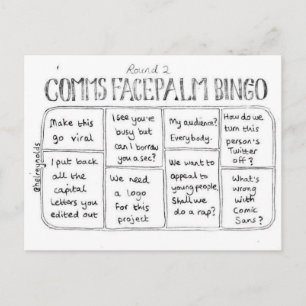 Comms Facepalm Bingo Round 2 Briefkaart