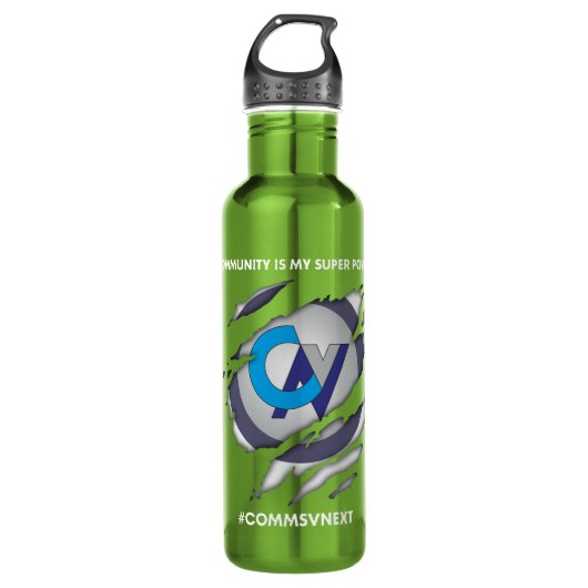 Comms vVolgende superheld Logo op waterfles (Voorkant)