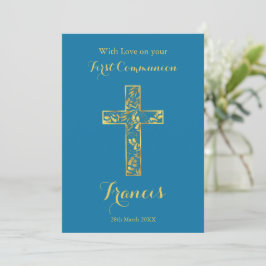 Communaine blue gold cross-boys card kaart