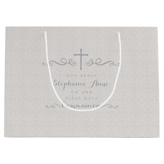 Communautair  Kruis in het Taupe Floral Pattern Groot Cadeauzakje (Voorkant)