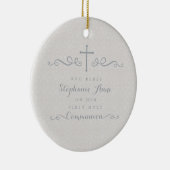 Communautair  Kruis in het Taupe Floral Pattern Keramisch Ornament (Rechts)