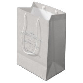 Communautair Kruis in het Taupe Floral Pattern Medium Cadeauzakje (Achterkant Gekanteld)