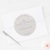 Communautair Kruis in het Taupe Floral Pattern Ronde Sticker (Envelop)