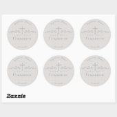 Communautair Kruis in het Taupe Floral Pattern Ronde Sticker (Vel)