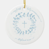 Communauté Blue Wreath en Cross Keramisch Ornament (Voorkant)