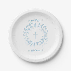 Communauté Blue Wreath en Cross Papieren Bordje