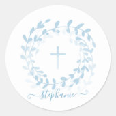 Communauté Blue Wreath en Cross Ronde Sticker (Voorkant)