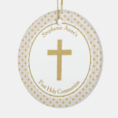 Communauteit beige met Gold Polka Dots Keramisch Ornament (Links)