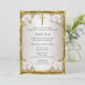 Communauteit Roos Gold Beige Pearl Damask Cross Kaart (Staand voorkant)