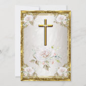 Communauteit Roos Gold Beige Pearl Damask Cross Kaart (Achterkant)