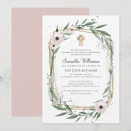 Communauteit voor haar moderne geometrische Floral Kaart (Voorkant / Achterkant)