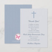 Communepastel Blue Cross Hartelijk dank Bedankkaart (Voorkant / Achterkant)