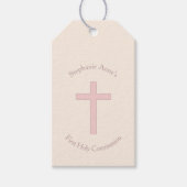 Communepastel Pink Cross Cadeaulabel (Voorkant)