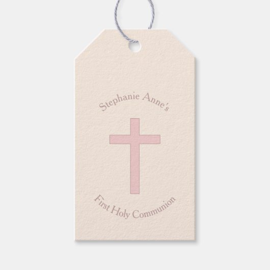 Communepastel Pink Cross Cadeaulabel (Voorkant)