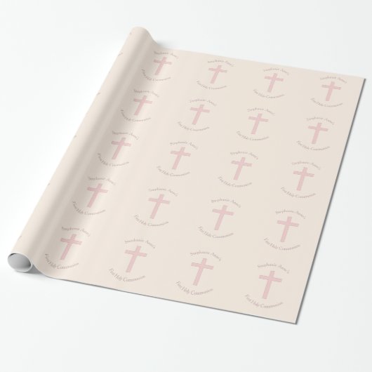 Communepastel Pink Cross Cadeaupapier (Uitgerold)