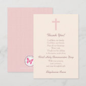 Communepastel Pink Cross Dank je Bedankkaart (Voorkant / Achterkant)