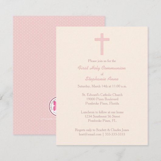 Communepastel Pink Cross Kaart (Voorkant / Achterkant)