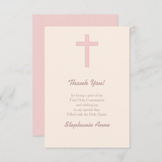 Communepastel Pink Cross Kaart (Voorkant / Achterkant)