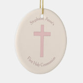 Communepastel Pink Cross Keramisch Ornament (Rechts)