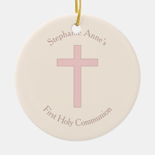 Communepastel Pink Cross Keramisch Ornament (Voorkant)