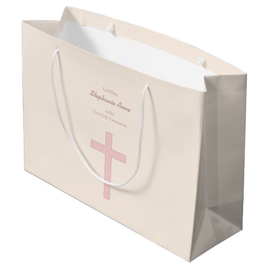 Communepastel Pink Cross Large Cadeautasje (Achterkant Gekanteld)