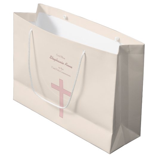 Communepastel Pink Cross Large Cadeautasje (Voorkant Gekanteld)